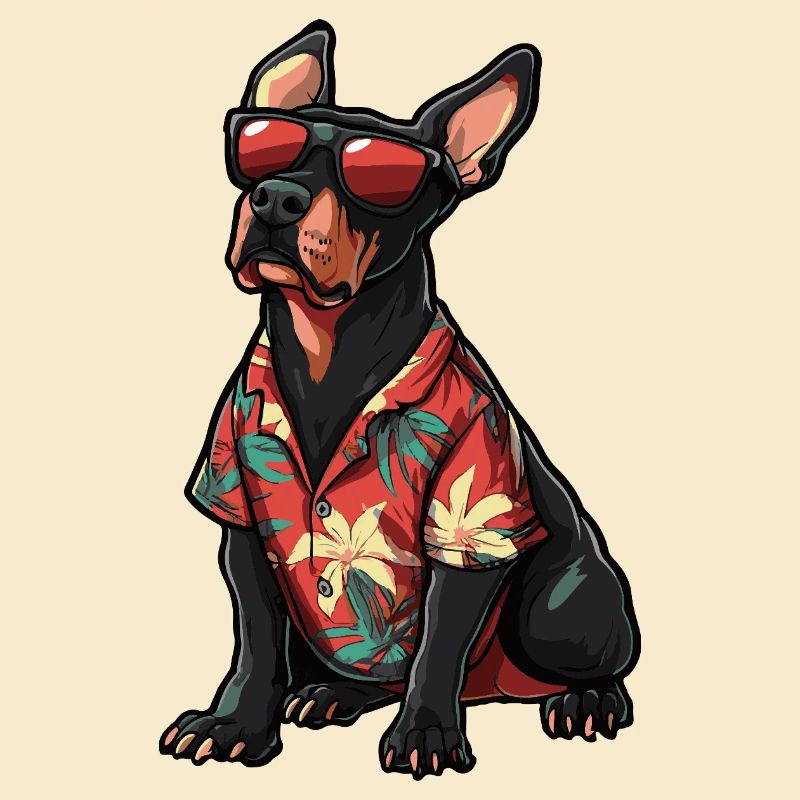 Dobermann Hund Comic Urlaub