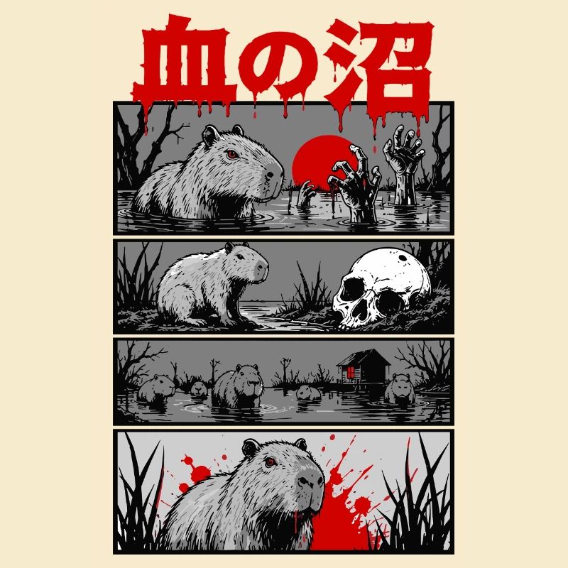 Horror Capybara Japan Style