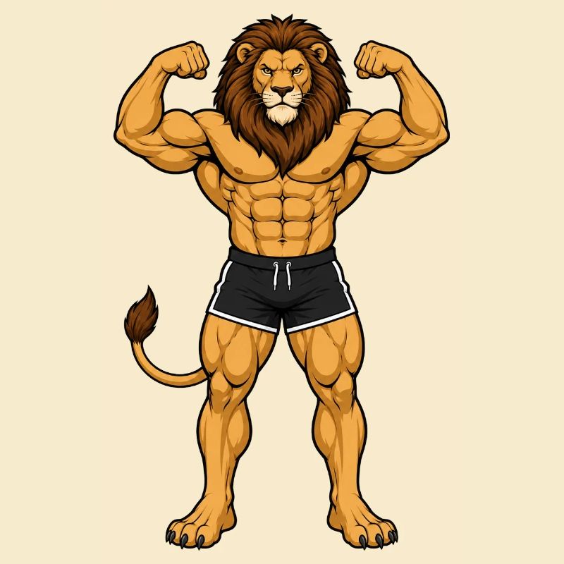 Löwe als Bodybuilder