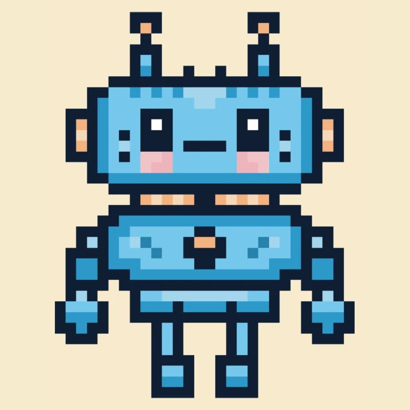 Süßer Pixel-Art-Roboter – Süßer Retro-Gaming-Roboter