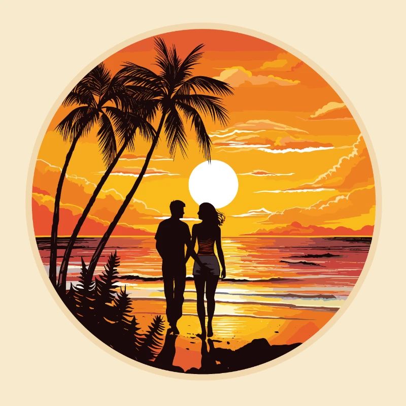 Sunset Couple Beach