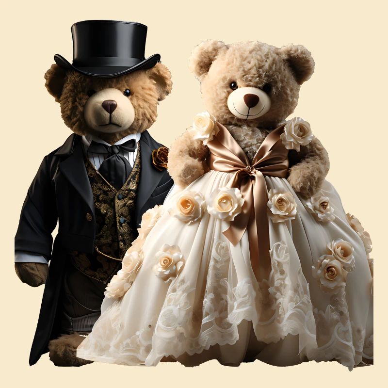 Two happy newlywed bears