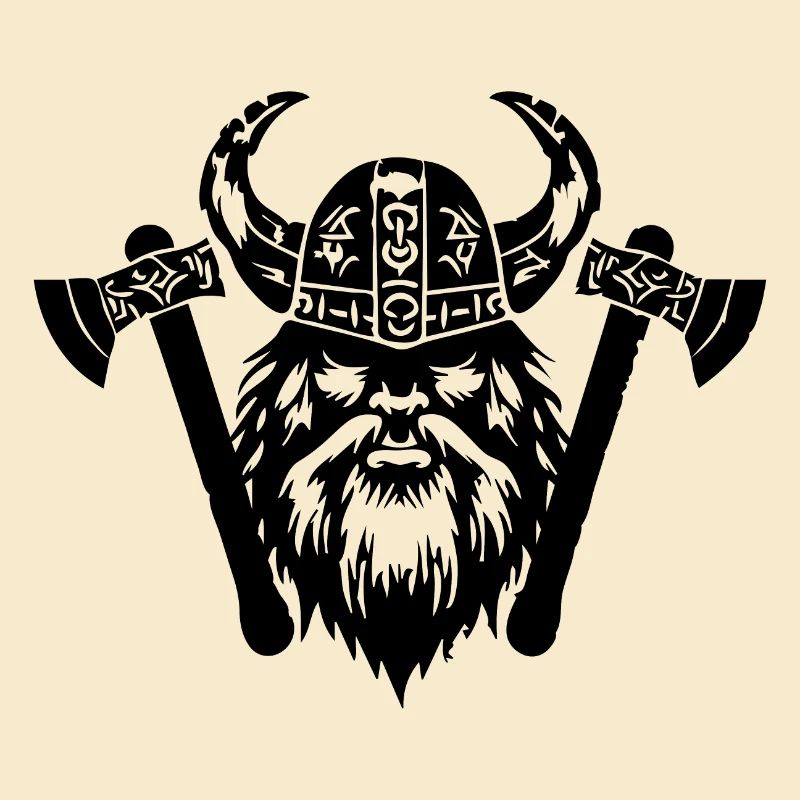 Wikinger mit Axt und Helm