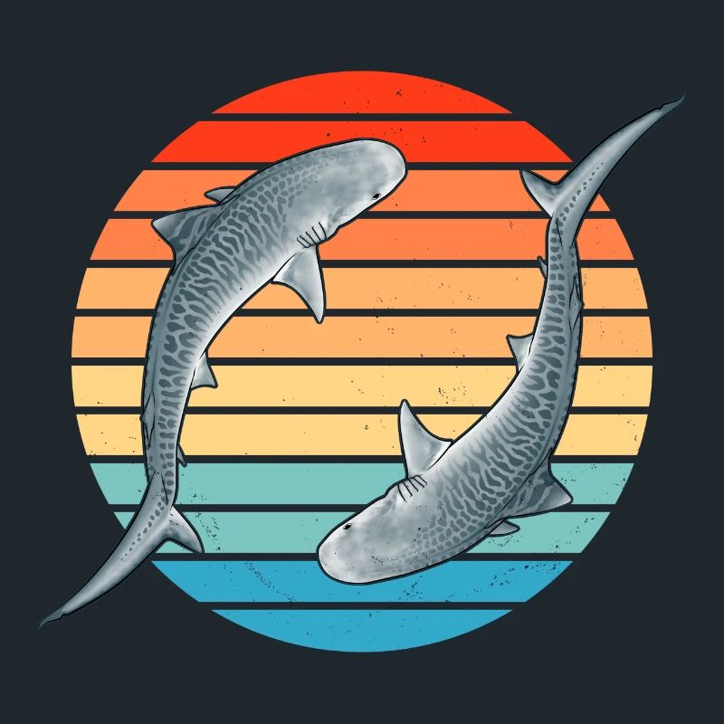 Tiger Shark Retro Sunset