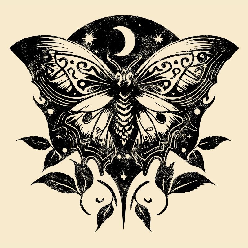 Moth, Moth, Moon, Vines, Gothic, Wicca
