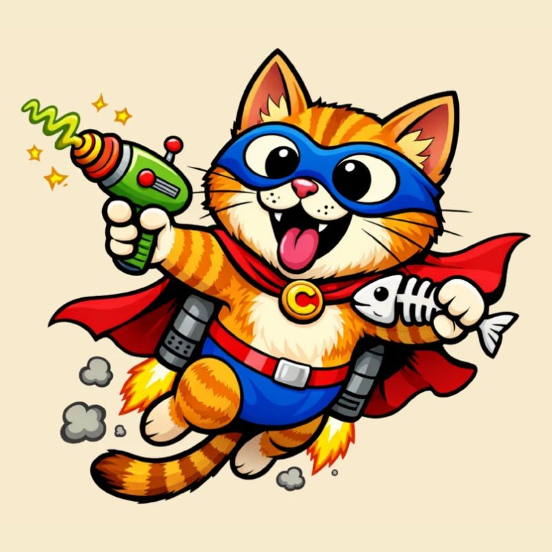 Superheldenkatze im Flug