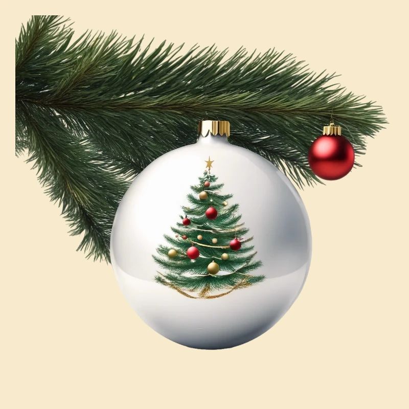 Weihnachtskugel mit Tannenzweig