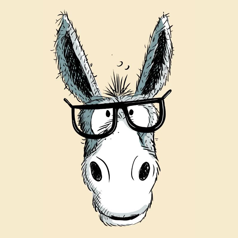 Funny Gray Nerd Donkey Avec des lunettes I Comic