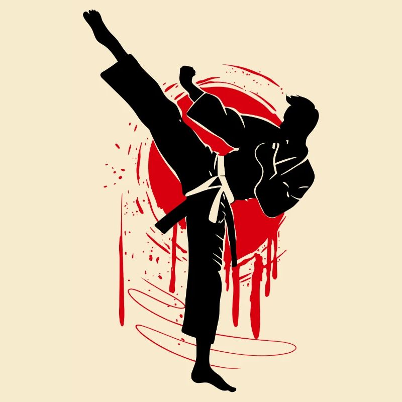 Silhouette de combattant de judo, rouge noir abstrait