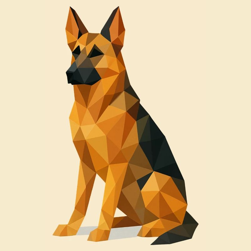 German Shepherd Dog in Low Poly