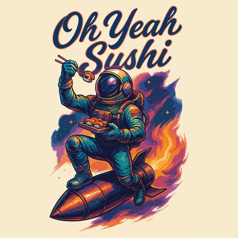 Astronaut on Rocket: Oh yes Sushi Galaxy Design