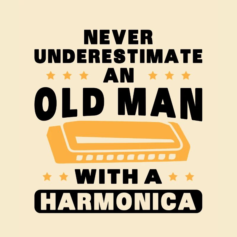 An old man with a harmonica