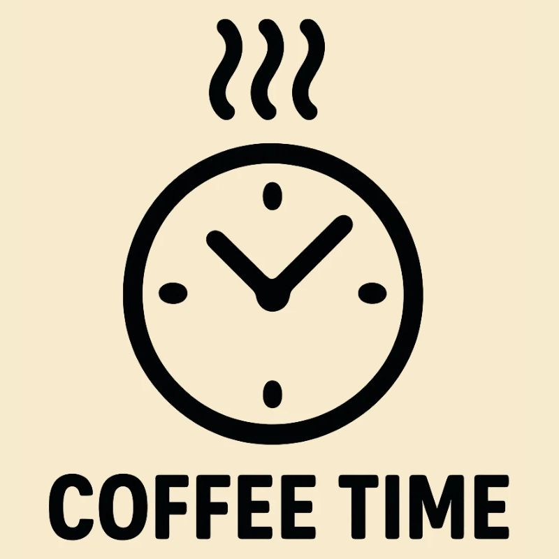 Coffee Time Clock Illustration