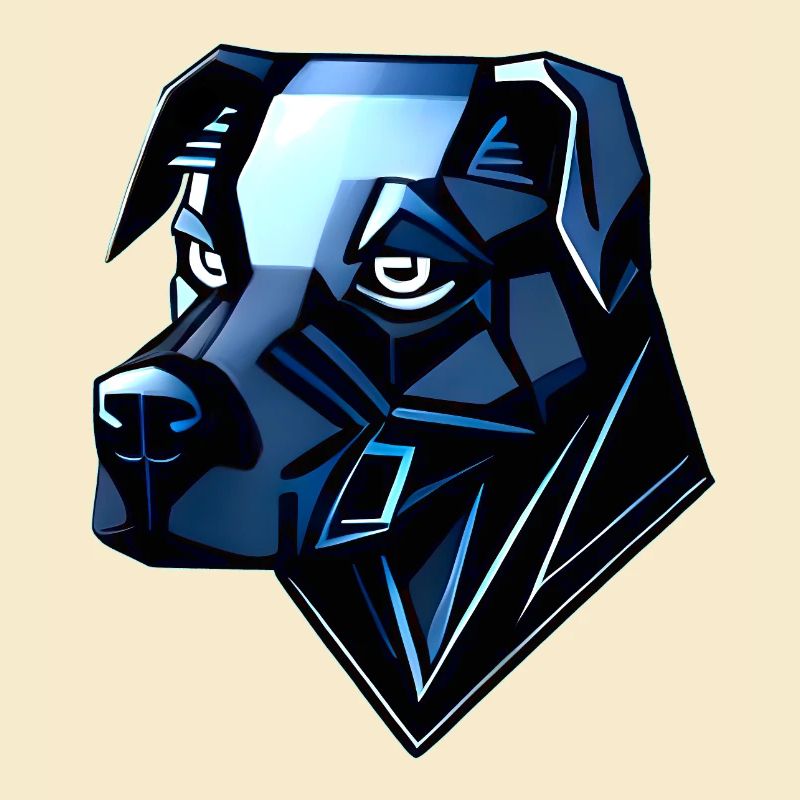 Hund Dobermann - Blaue Polygone