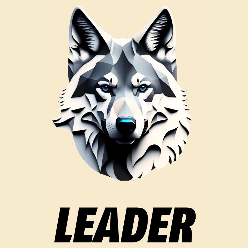 Tête de loup avec lettrage Leader