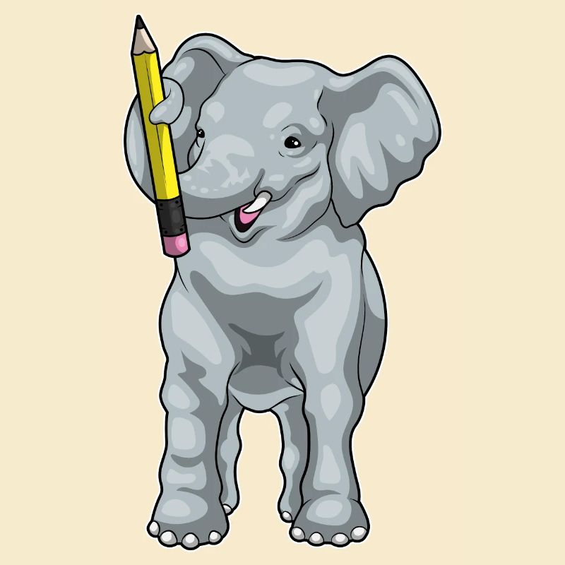 École de crayon d’étudiant éléphant