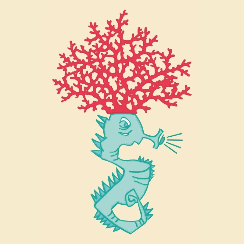 Hippocampe avec un corail sur la tête