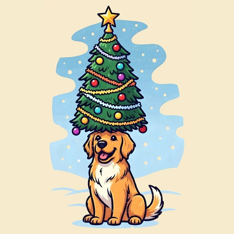 Chien avec arbre de Noël Design
