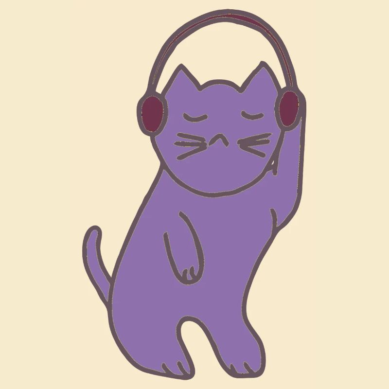 Des chats violets avec un casque
