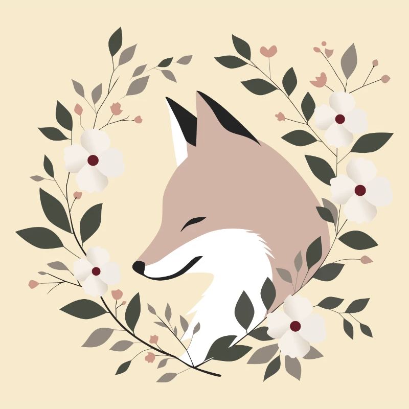Renard avec des fleurs