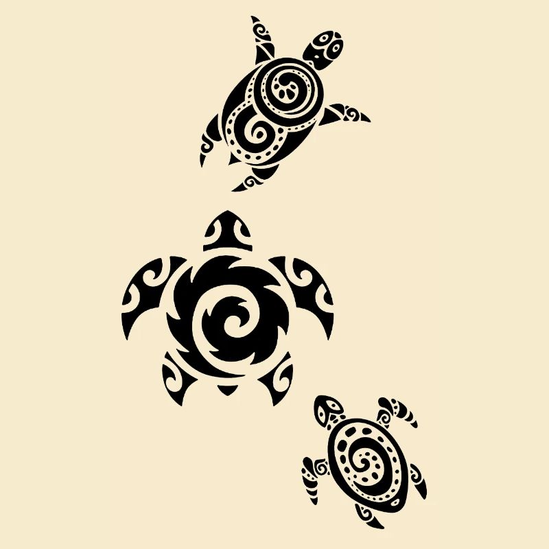 Three black sea turtles