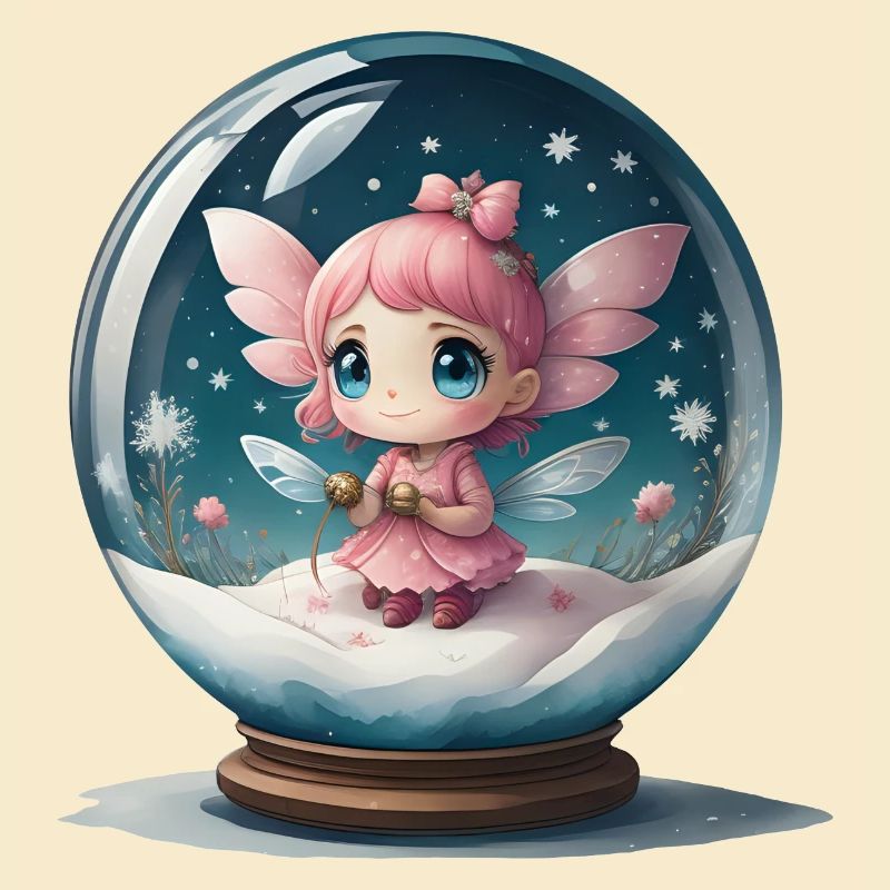Petit lutin de Noël dans une boule à neige