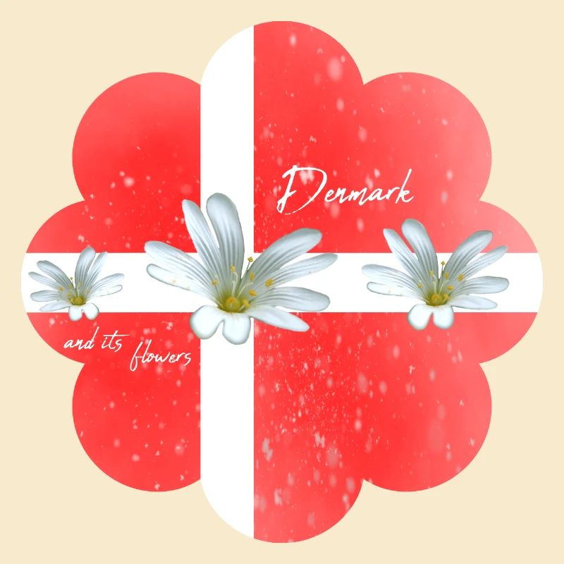 Danemark Drapeau avec des fleurs Danemark