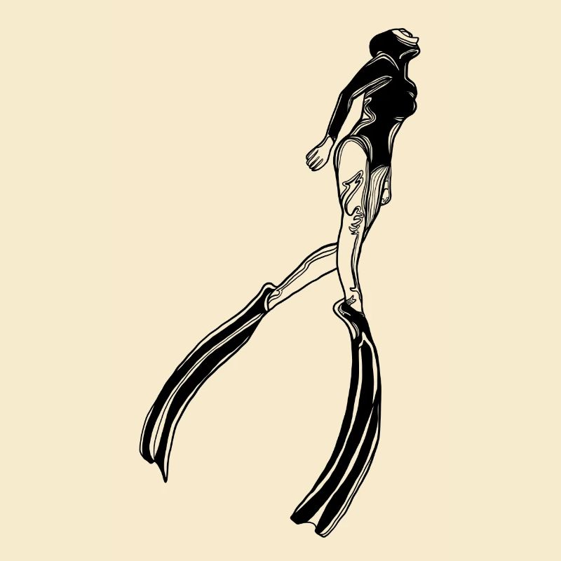 Femme plongeuse libre avec palmes