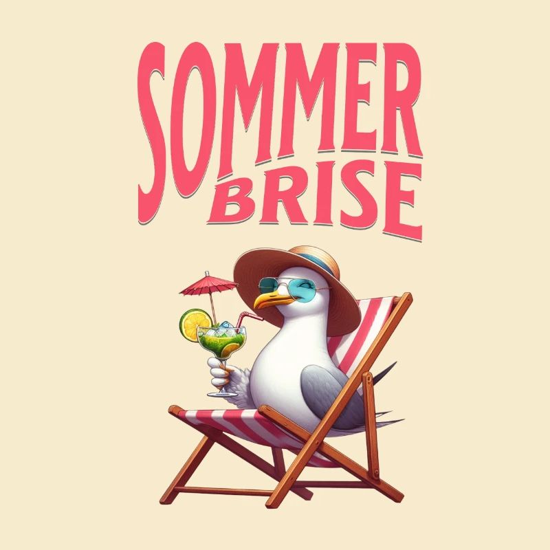 Sommerbrise - Möwe mit einem Cocktail 