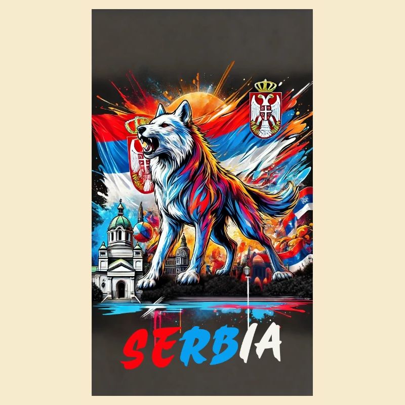 Conception du drapeau national du loup de Serbie