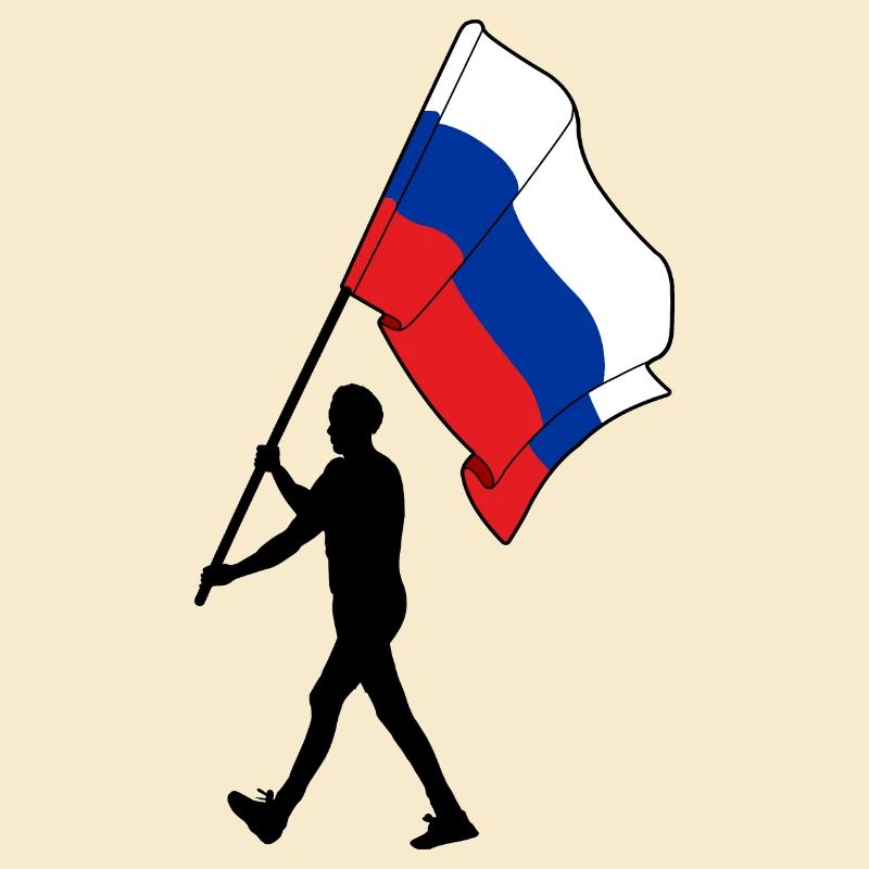 Drapeau Russie homme marchant
