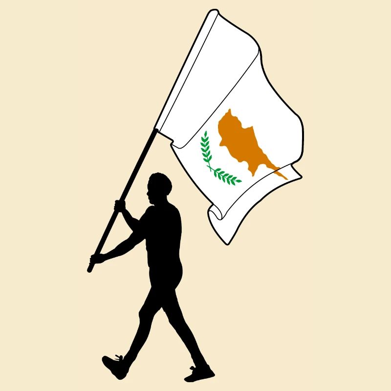 Zypern Flagge Mann Zu Fuß