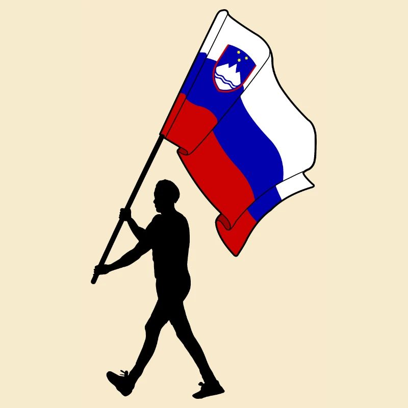 Flagge Slowenien Mann geht