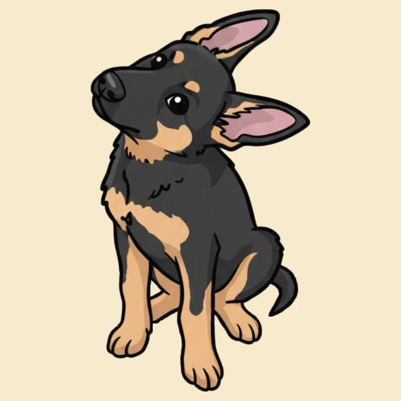 Chien de berger Cartoon Affection