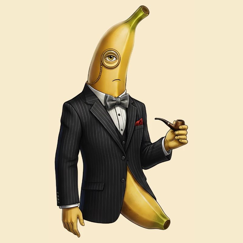 Banane élégante avec smoking et monocle
