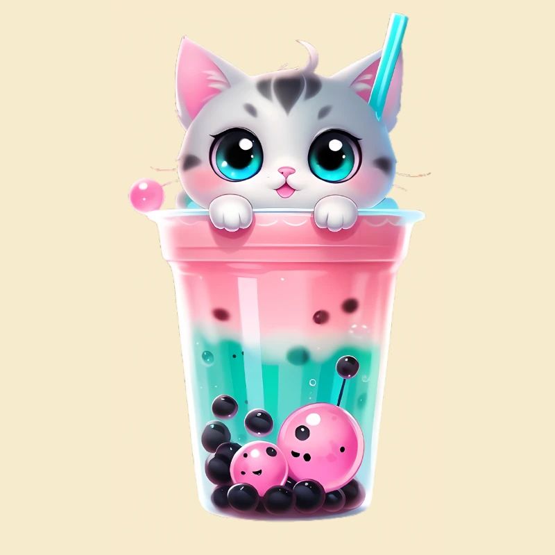 Kätzchen Bubble Tea Pastell