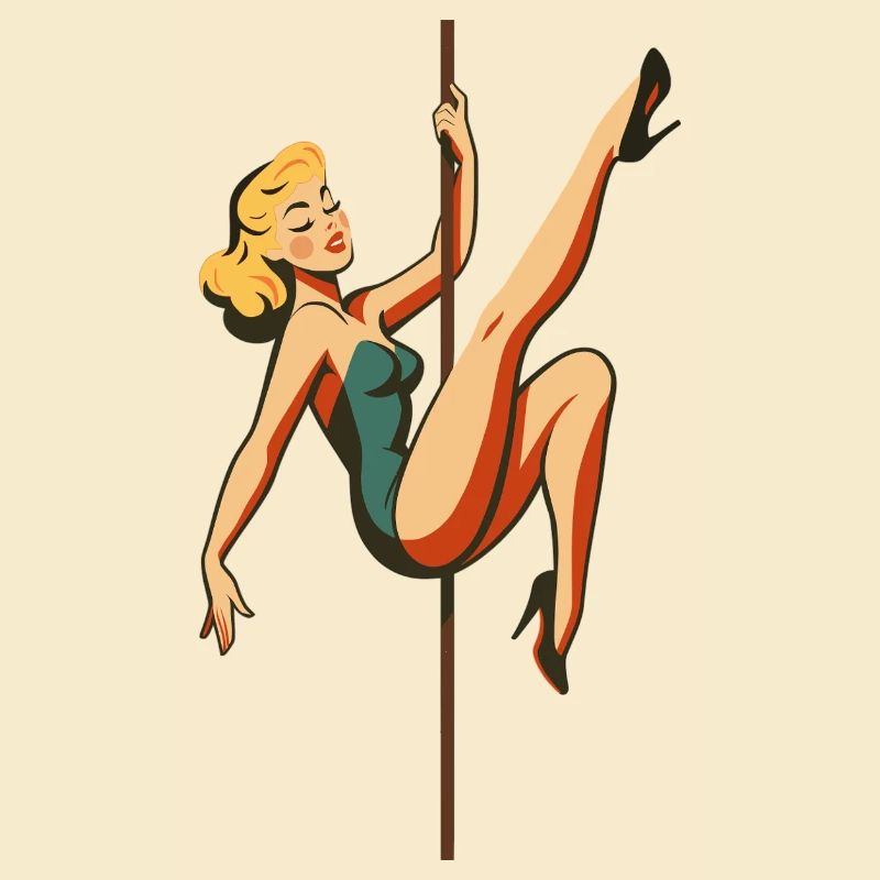 Pole Dance Poledancerin blond Retro 50er Geschenk