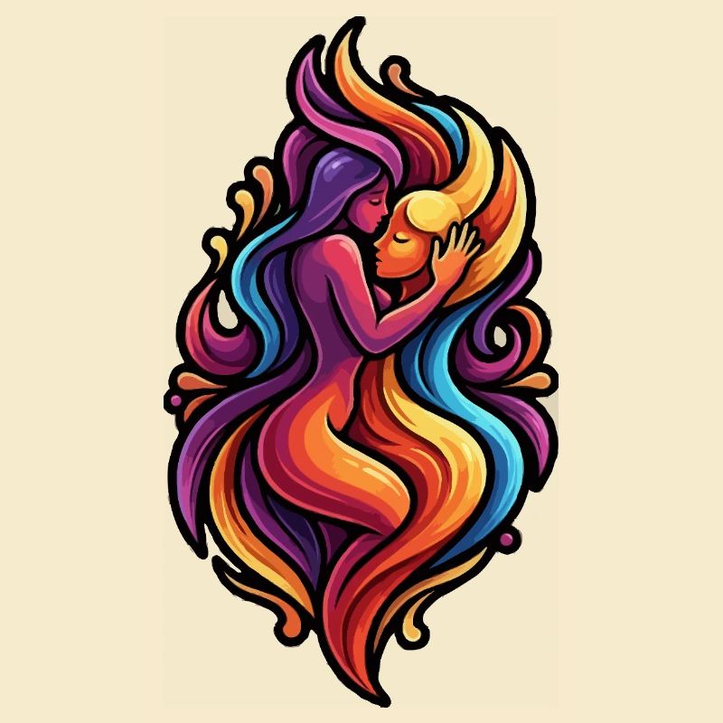 Étreinte d’amour colorée