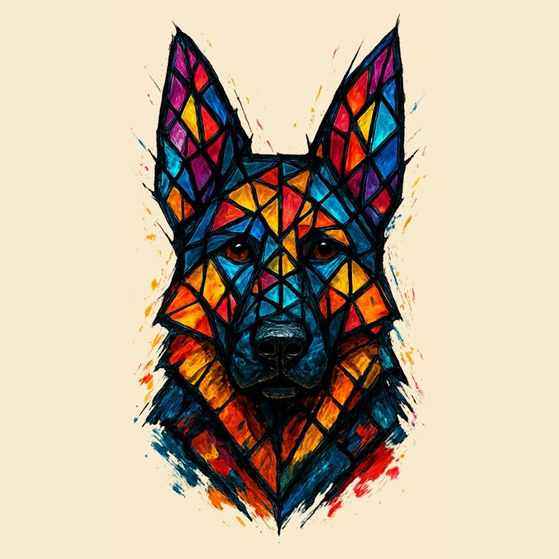 Deutscher Schäferhund Buntglaskunst