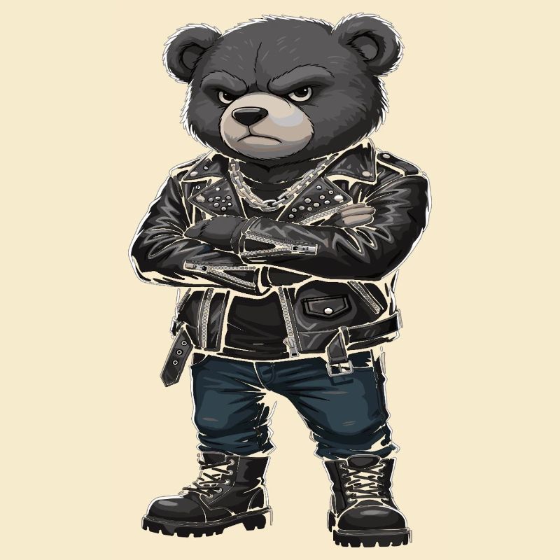 Rocker Bär Lederjacke Biker