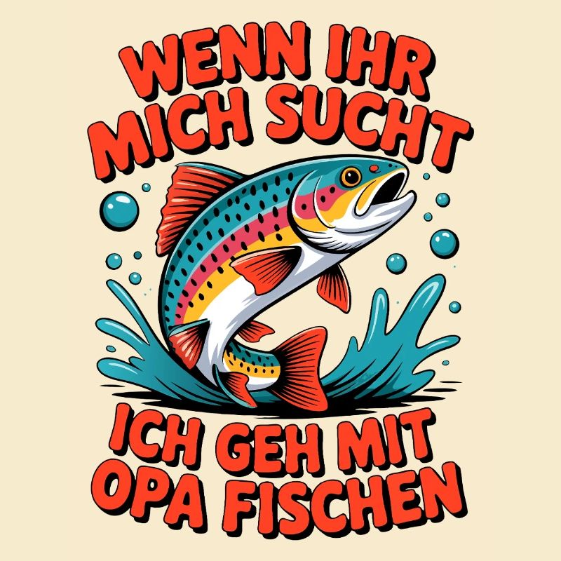 Angeln mit Opa mit springender Forelle