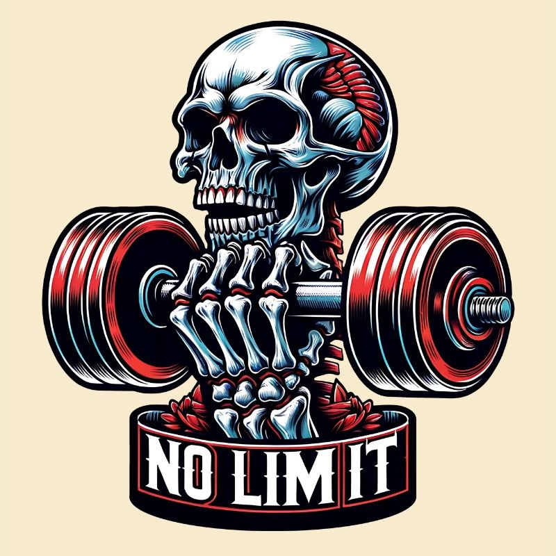 Crâne de musculation No Limit Workout avec haltère