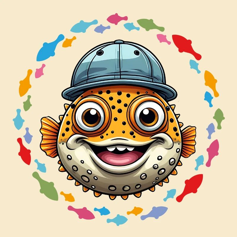 Poisson-globe cool avec casquette de baseball