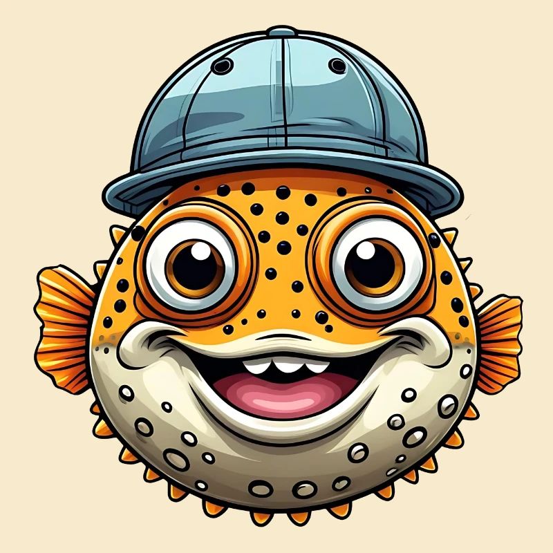 Cooler Kugelfisch mit Basecap