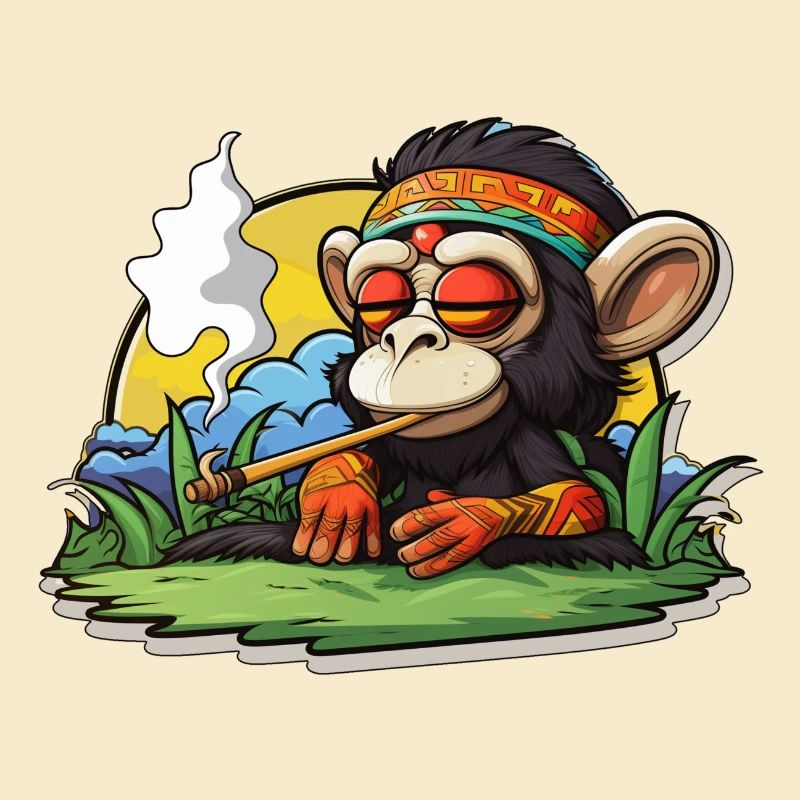 Smoking monkey enjoying getting high