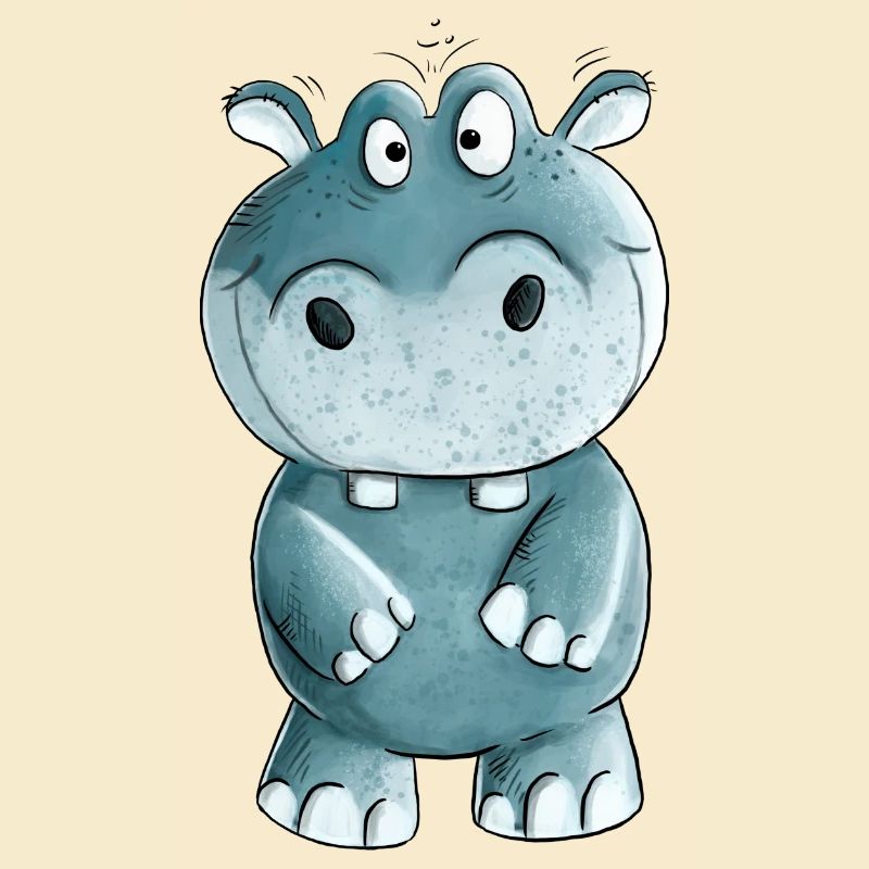 Blaues Nilpferd I Wildtiere Comic