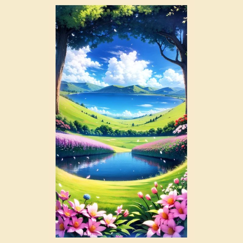 Landschaft mit 4 Bereichen, Generative KI