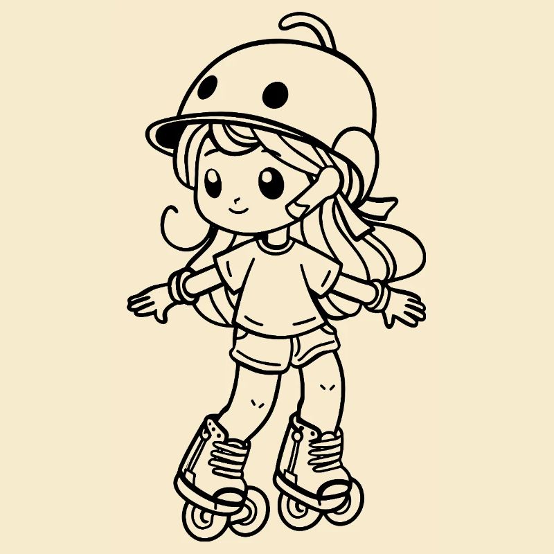 Roller Skating Mädchen Cartoon
