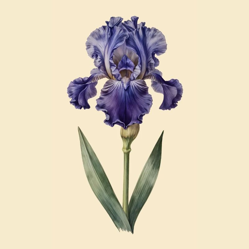 Purple iris on delicate stem