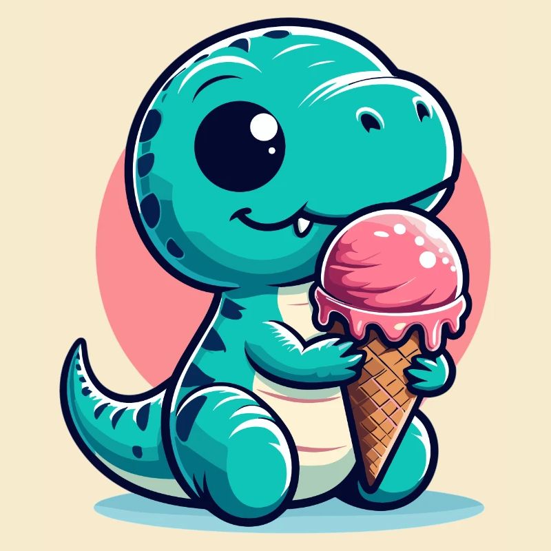 Süßer T-Rex mit Eis Dinosaurier Geschenk